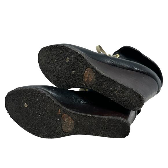 Chloe Kole Wedge Booties Boots Leather Lace-Up Black Size 36.5 US 6.5 - Picture 14 of 16